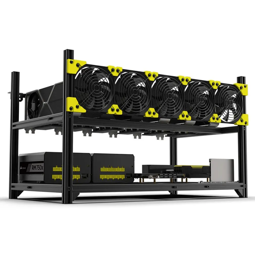 

V4-6C 6 GPU 6GPU Miner Mining Rig Aluminum Stackable Open Air Case Computer ETH Frame Rig For Bitcon Miner Kit