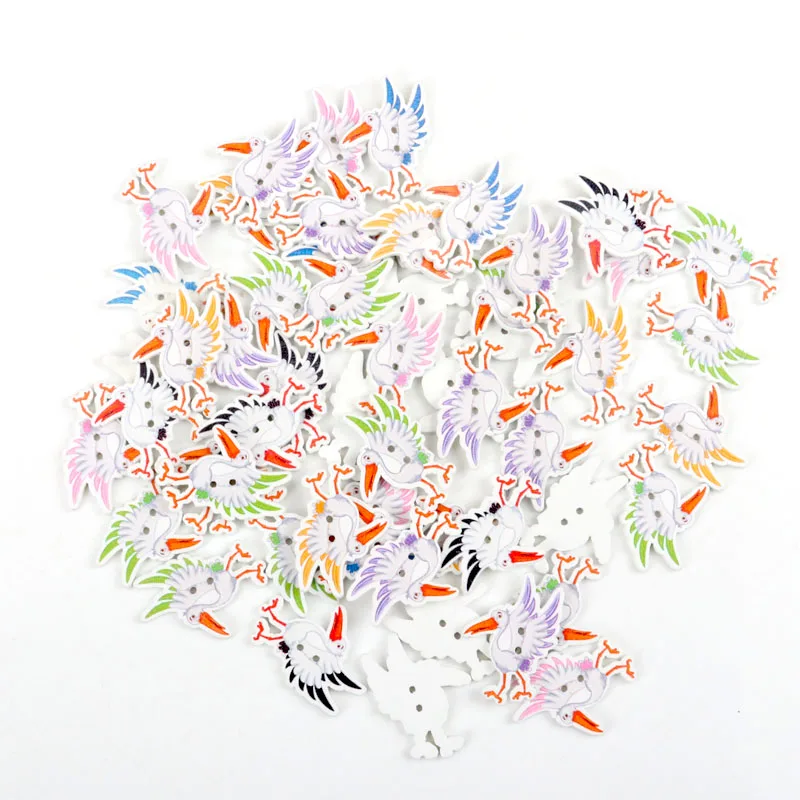 2020 новая деревянная швейная Кнопка Скрапбукинг птица Смешанная в случайном порядке 2 отверстия для одежды DIY ремесла 26x34 мм, 30 шт