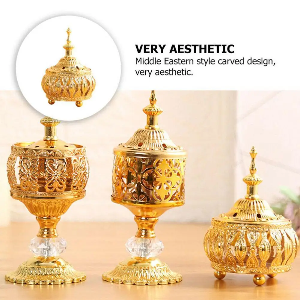 Small Electroplate Golden Metal Incense Burners Portable Buddhism Burner Home Holder House Yoga Porcelain Censer Te A6C8 | Дом и сад