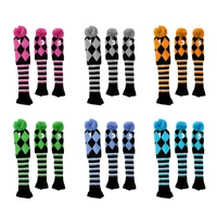 3pcs vintage golf pom pom wood head covers knit sock headcover with no tag 135 golf accessories for driver fairway wood