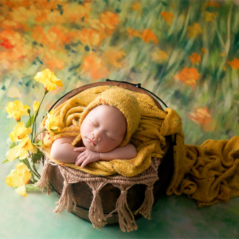 Вязаная накидка и шапочка для новорожденных Комплект фотосъемки вязаная крючком