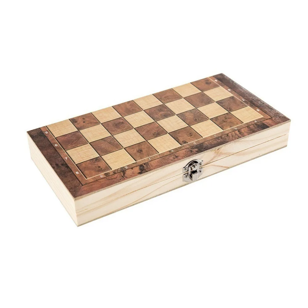 

1 Set Three-in-one Wooden Chess Game Board Wooden Chess Backgammon Checkers