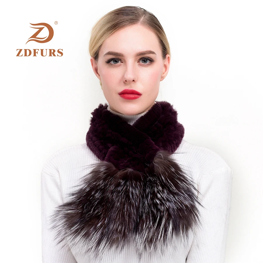 ZDFURS * Новинка 2019 зимние женские ботинки из натуральной шарф меха кролика Рекс