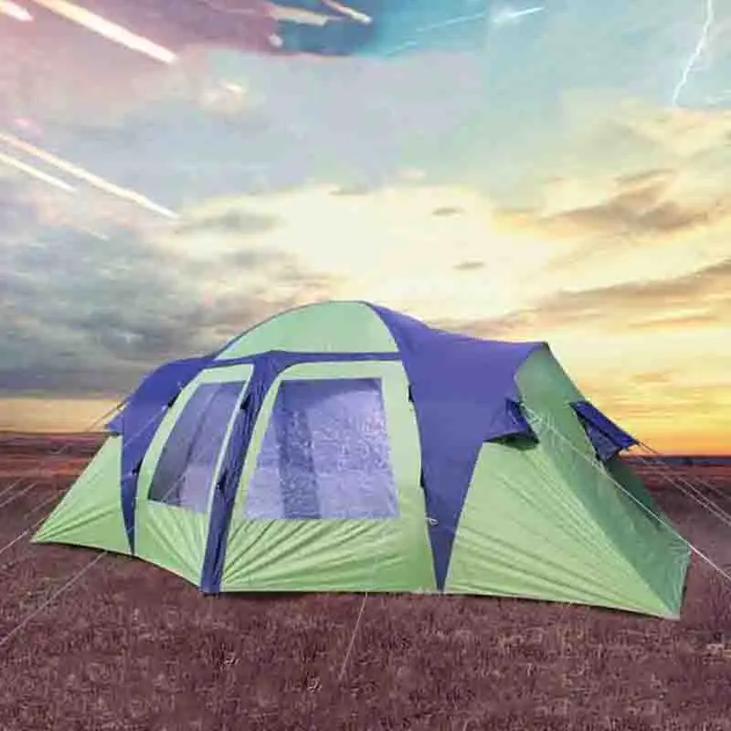

Ultralarge Ventilated 8-12 Person Use Tent Group Waterproof Anti-UV Double Layer Gazebo Outdoor Camping Tent Tente De Camping