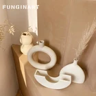 Керамическая ваза в скандинавском стиле, Современная Минималистичная декоративная ваза для сухих цветов, украшение для дома, гостиной, офиса, настольное украшение