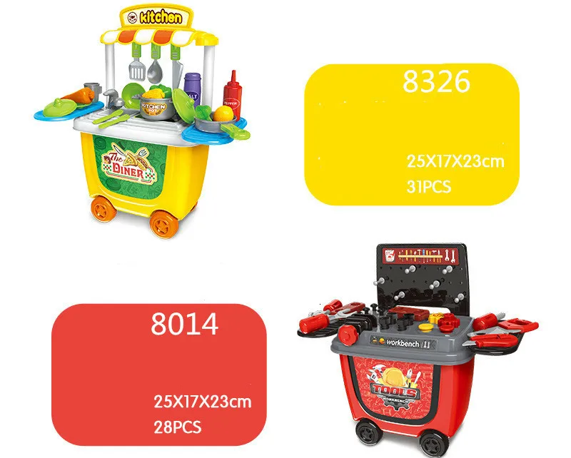 Children Pretend Play 34pcs/Set Trolley House Booth Educational Toy Super Funny Mini Role Play Toys Kitchen Workbench Bauble