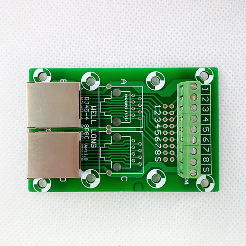 RJ45 8P8C под прямым углом Jack2-Way бусина Breakout Board, клеммный блок, разъем