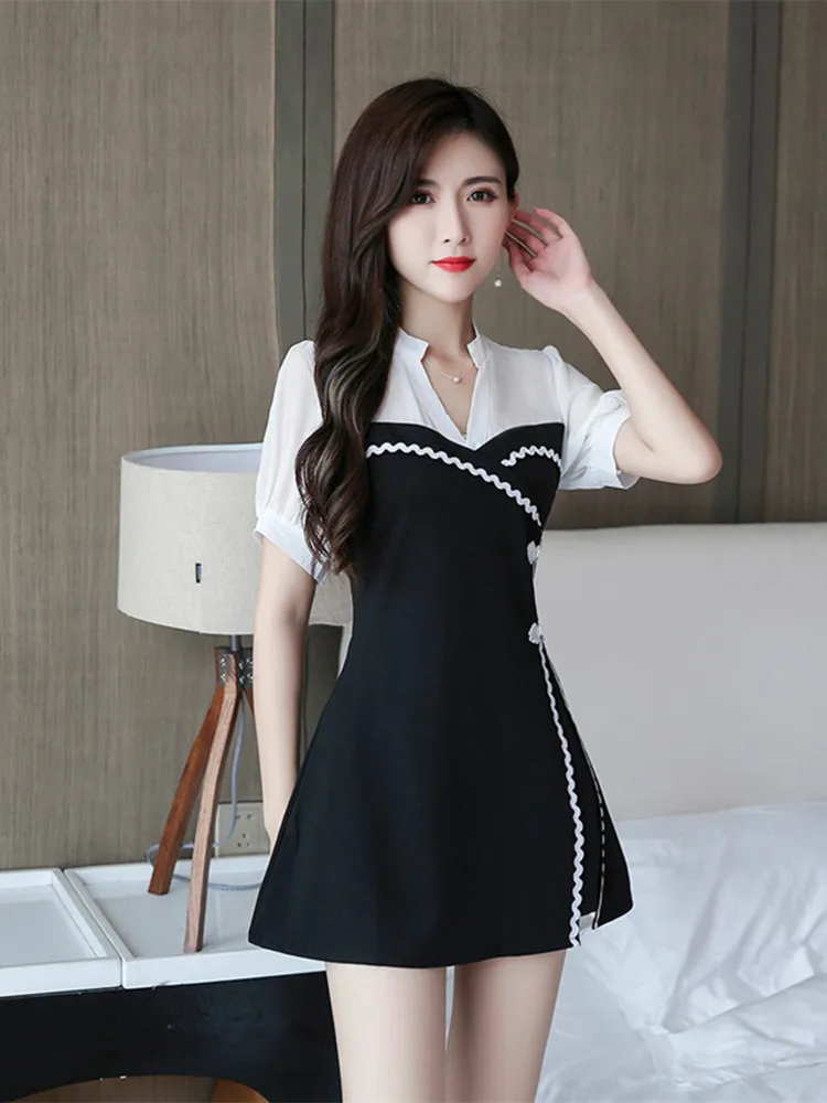 Наряды в китайском стиле простое Ретро Ципао набор из двух частей для массажа и