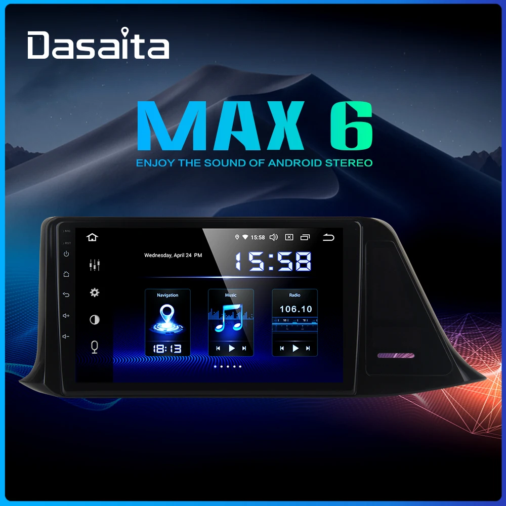 Dasaita Автомагнитола 1din Android 9,0 Автомобильная магнитола для Toyota C-HR CHR gps стерео " ips экран 64 Гб rom