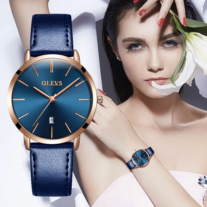 OLEVS ladies watch casual fashion leather ladies watch luxury quartz ladies watch brand ultra-thin clock boutique gift enlarge