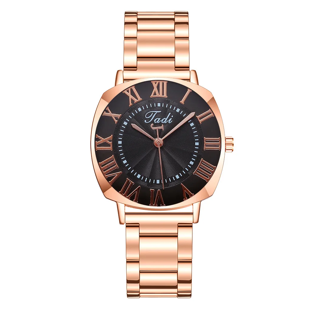 

Creative Square Roman Numeral Dial Three-hand Ladies Steel Band Quartz Watch Alloy Watch
