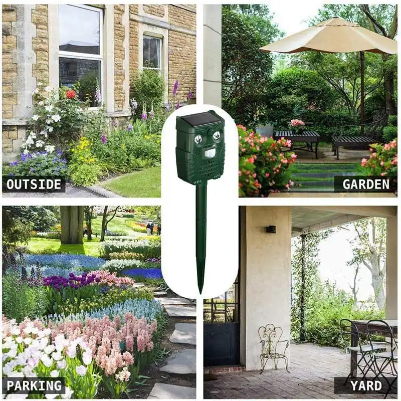 Садовый ультразвуковой отпугиватель животных на солнечной батарее с датчиком