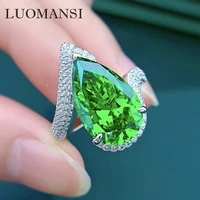 luomansi water drop green high carbon diamond 925 ring woman silver jewelry wedding anniversary party gift size 8