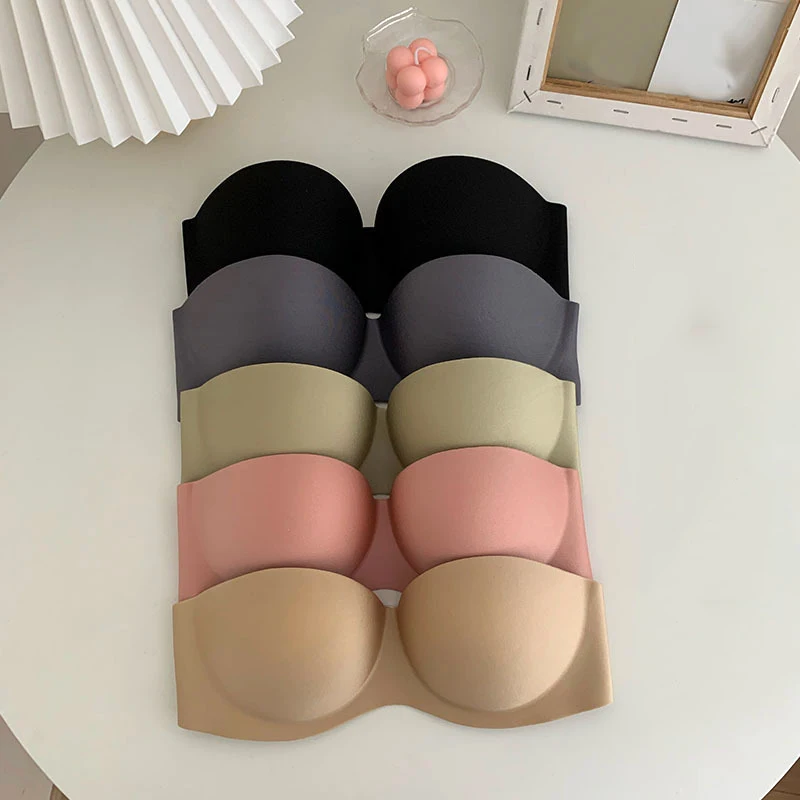 wireless women fashion size d soft black Pink Green Black gray seamless lingerie strapless invisible sexy bralette bra push up | Женская