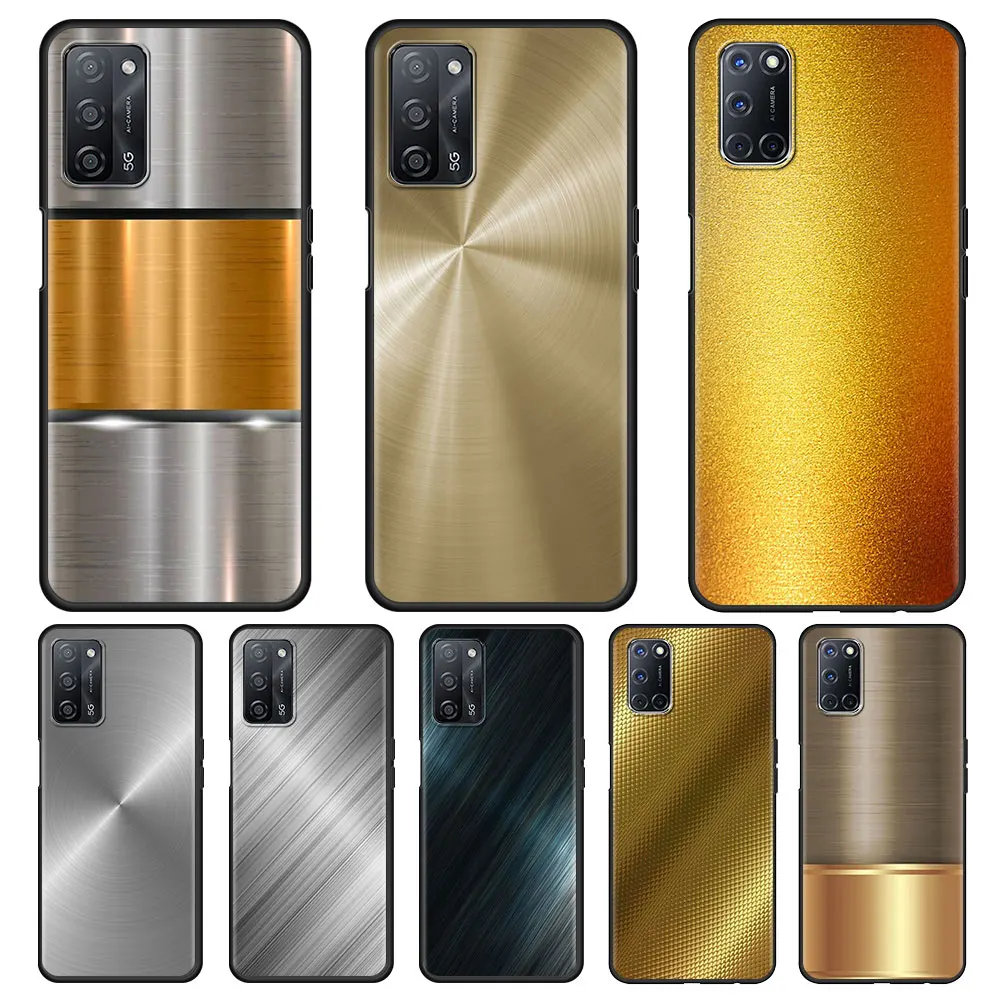 

Dark Brushed Metal Texture Cell Phone Case for Oppo A53 A9 2020 A52 A93 Find X2 Lite X3 Reno 3 4 Pro 5G Ace A55 A94 A74 Cover