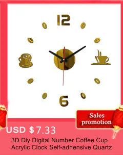 3D Diy Coffee Time Clock Acrylic Wall Clock Modern For Kitchen Home Decor Cup Shape Wall Sticker Hollow Numeral Clock