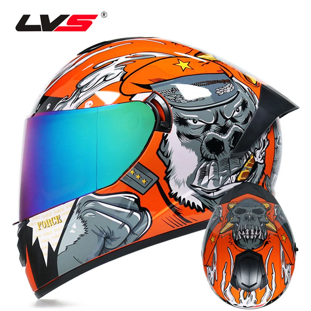 

Мотоциклетный шлем LVS Casco Moto с двойными линзами, гоночный шлем для мотокросса, для езды по бездорожью, мотоциклетный шлем, 3 цвета, сертифицир...