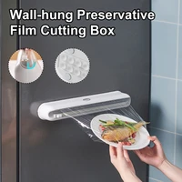 plastic adjustable cling wrap dispenser with slide cutter with buckle wall mounted kitchen accessories for food preservation