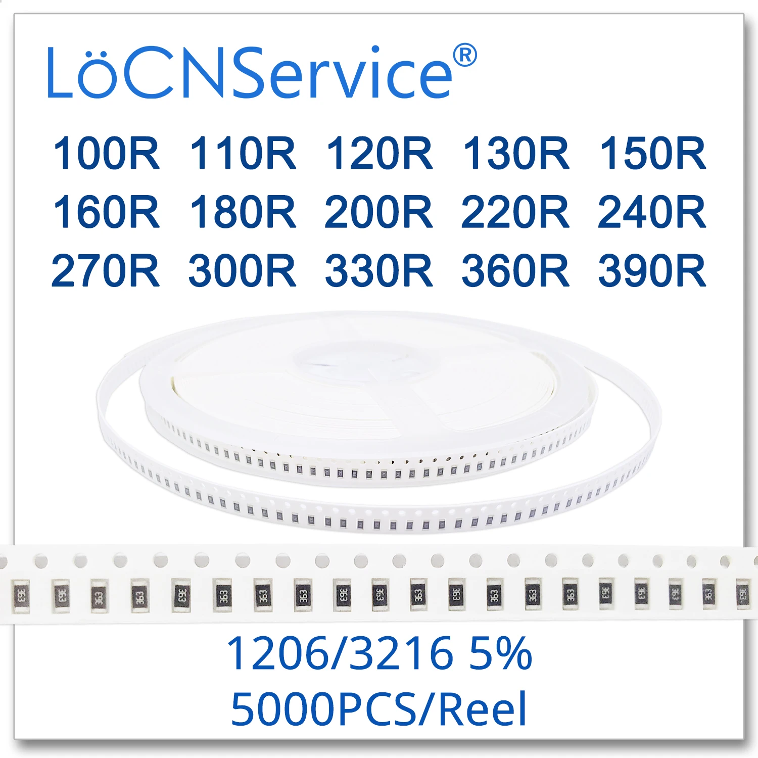 LoCNService 1206 J 5% 5000 шт. 100R 110R 120R 130R 150R 160R 180R 200R 220R 240R 270R 300R 330R 360R 390R smd 3216 резистор Ом |