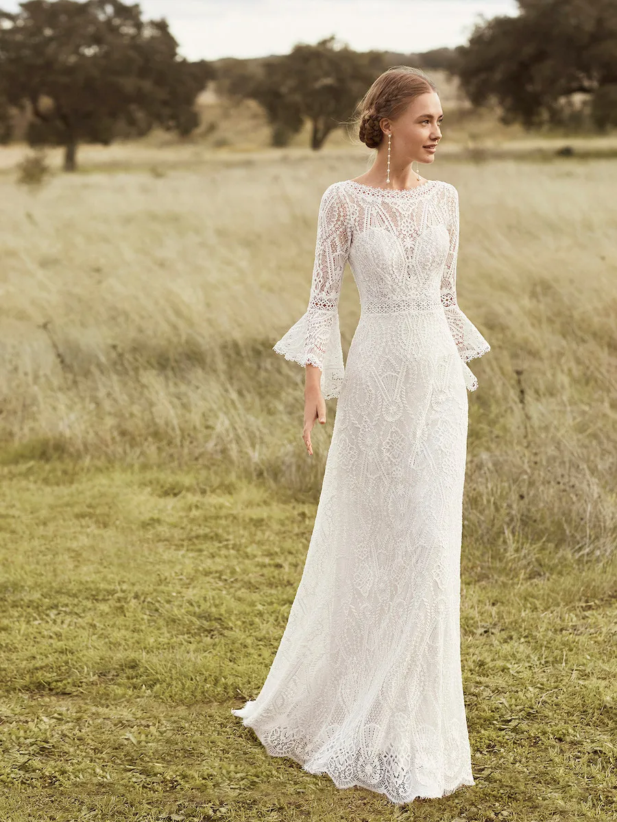 Элегантное платье в стиле бохо свадебные платья с длинными рукавами кружевами