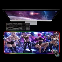 rgb lol kda sexy girl gaming mouse pad xxl 25x35 mousepad keyboard mat led mause pad rubber no slip with backlit tapis de souris