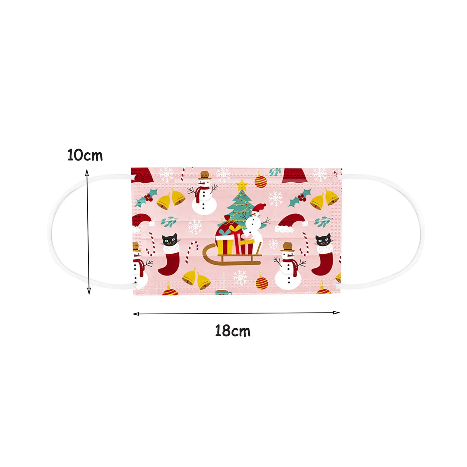 

10Pcs Christmas Dustproof Non-woven Disposable Mask Mouth Face Safety Outdoor Protective Xmas Printed Mask New Year Supplies