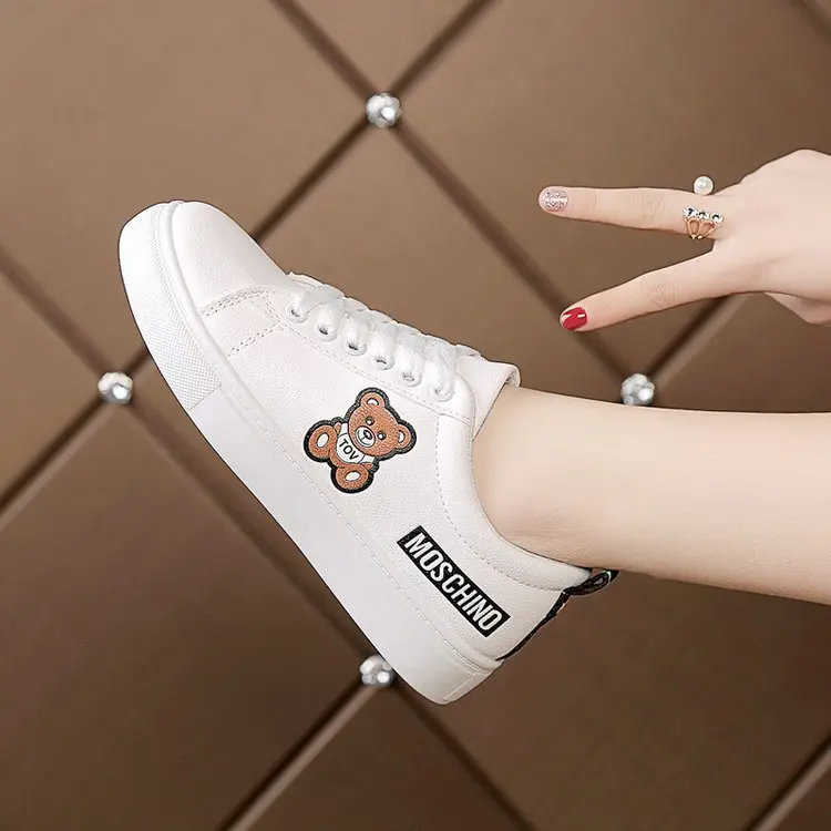 Женские модные белые туфли на плоской подошве в Корейском стиле новый стиль