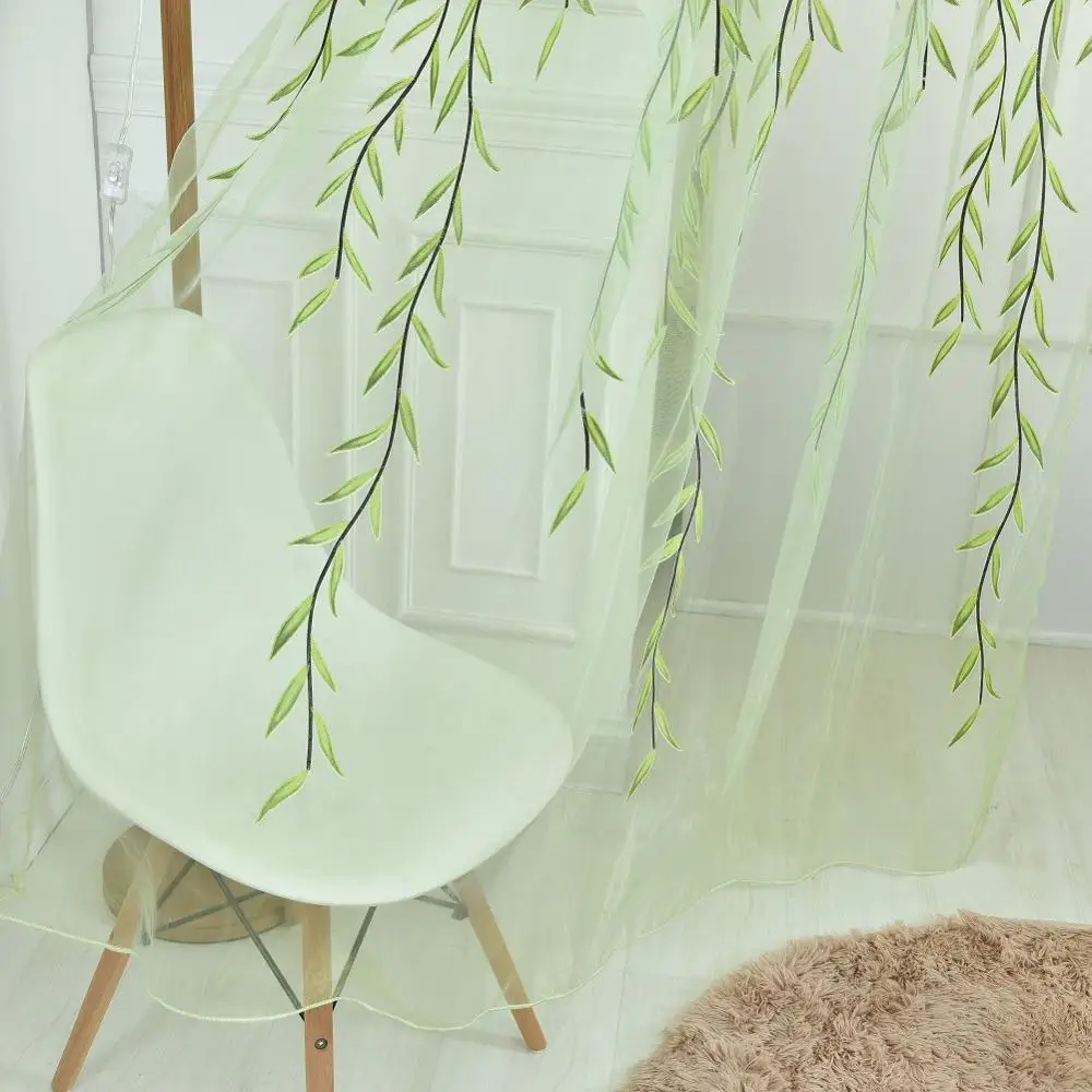 Willow Pattern Voile Window Curtain Sheer Panel Drapes Scarfs Curtains For Living Room Tulle | Дом и сад