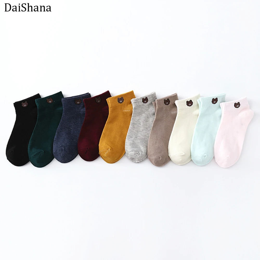 

1Pair Women Cotton Socks Cartoon Embroidery Female Color Cute Casual Fashion Bear Socks Girls Japanse Style Lady Socks EUR 35-40