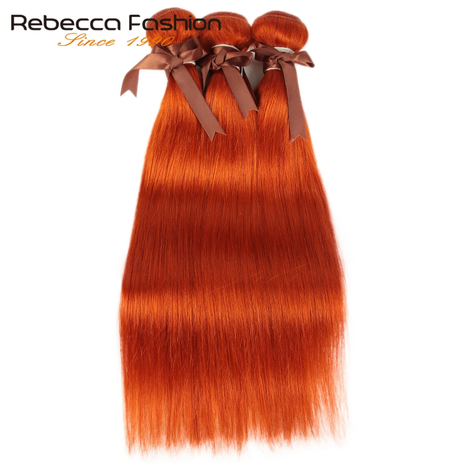 Rebecca Orange пряди волос бразильские Прямые Remy человеческие волосы для наращивания