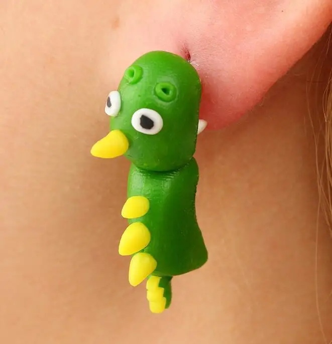 Fashion Personality Animal Soft Pottery Ear Nail Cartoon Cannibal FLOWER Fox Ceramics Earrings For Girls Women Jewelry | Украшения и