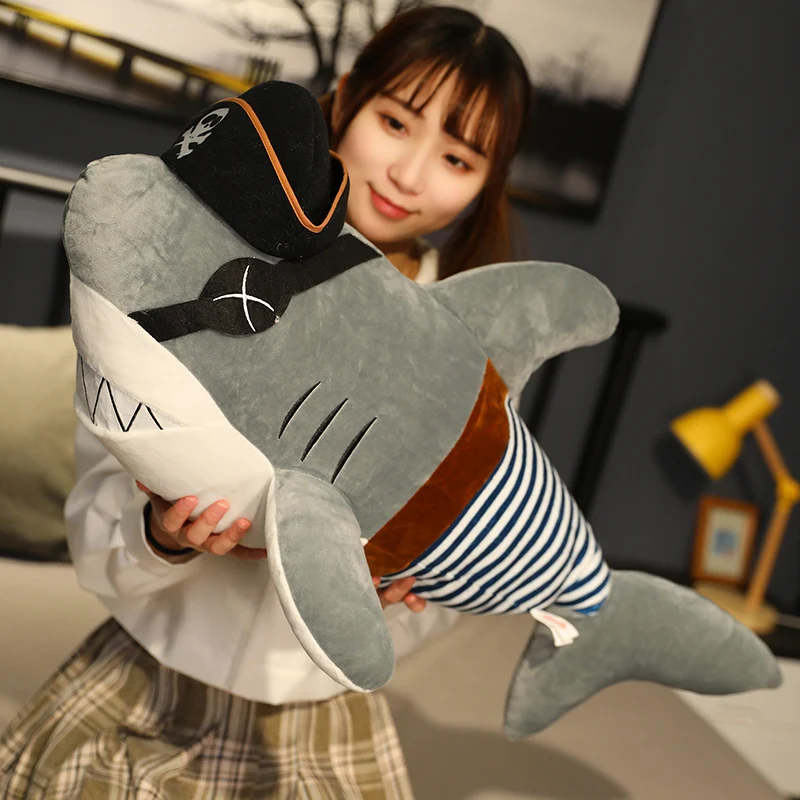 Милая мультяшная Пиратская Акула с одеждой плюшевые игрушки мягкие животные
