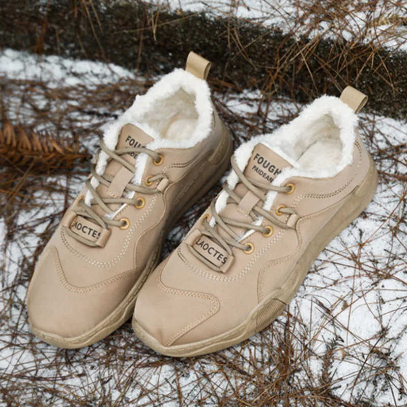 

Мужские ботинки, зимняя обувь, большие размеры 39-44, теплые ботильоны, кожаные зимние ботинки, мужские плюшевые зимние кроссовки, мужские