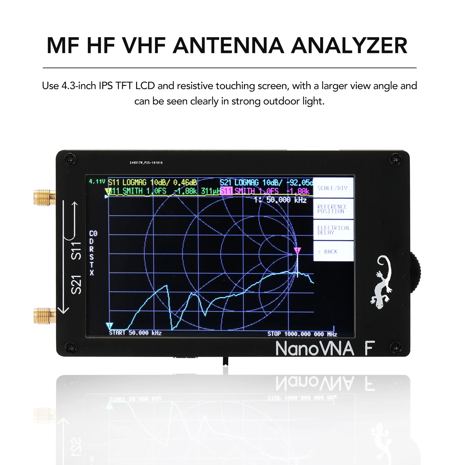 NanoVNA-F векторный сетевой анализатор КСВ метр 50 кГц-1000 МГц ips TFT цифровой сенсорный