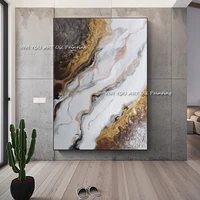 the abstract modern top sales hand painted original thick oil painting home decor canvas wall art beach gold gray sea waves