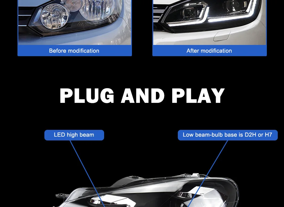 АКД Автомобиль Стайлинг фара для VW Golf 6 фары 2009-2012 Гольф 6 светодиодный фары Дневные ходовые огни лампы Hid Биксеноновые авто аксессуары