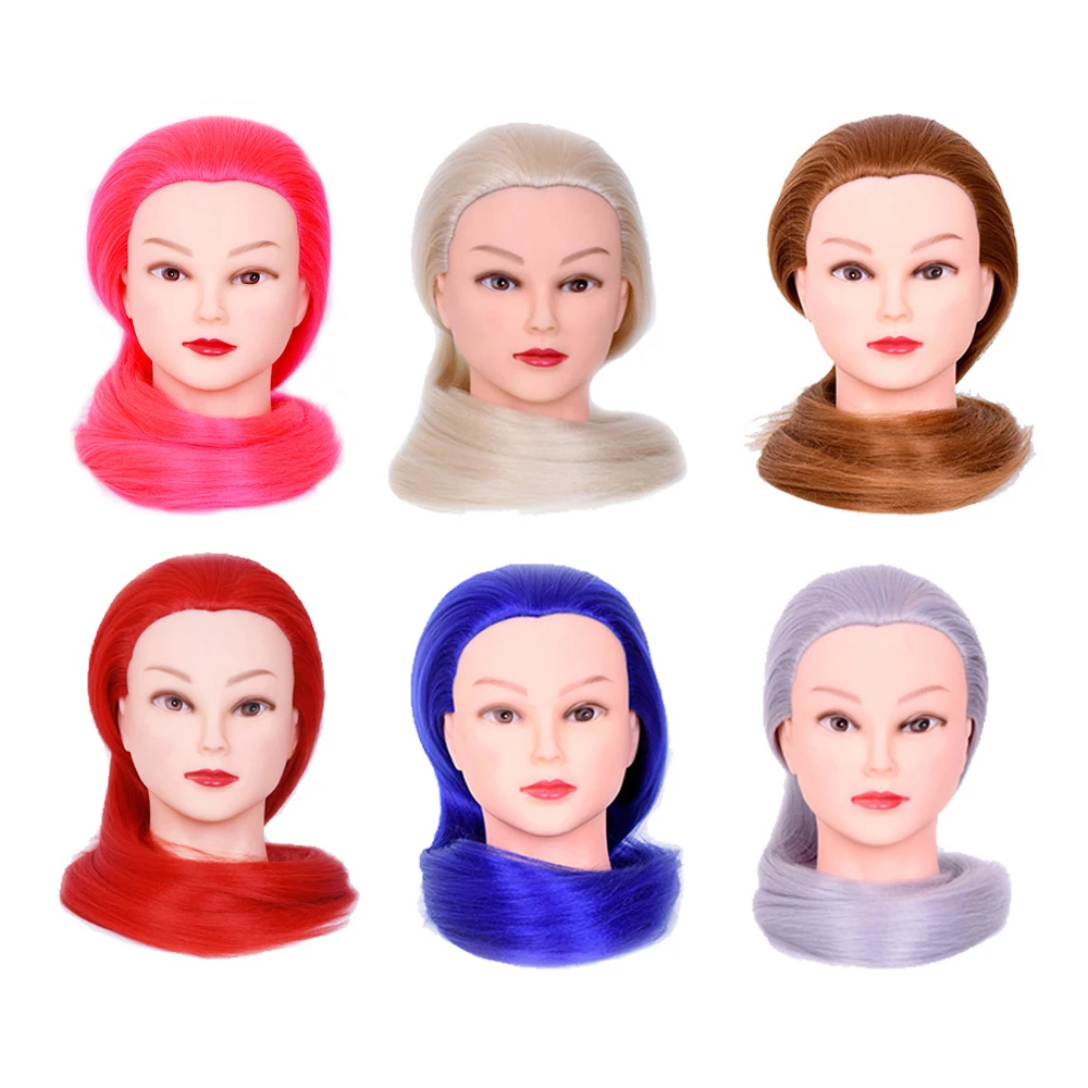 Professional Training Head High Temperature Fiber Hair Practice Hairdressing Dolls Hair Styling Makeup Training Mannequin Head от AliExpress WW