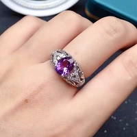 luxury amethyst ring for party 7mm 9mm 2ct vvs grade natural amethyst silver ring 925 sterling silver amethyst jewelry