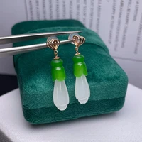 shilovem 18k yellow gold real natural white jasper drop earring classic fine jewelry women wedding gift 825mm myme08256678hby