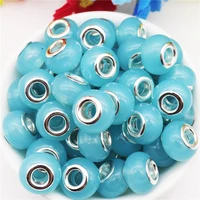10pcs blue color big hole spacer european beads bulk fit women pandora bracelet bangle diy charms chain cord for jewelry making