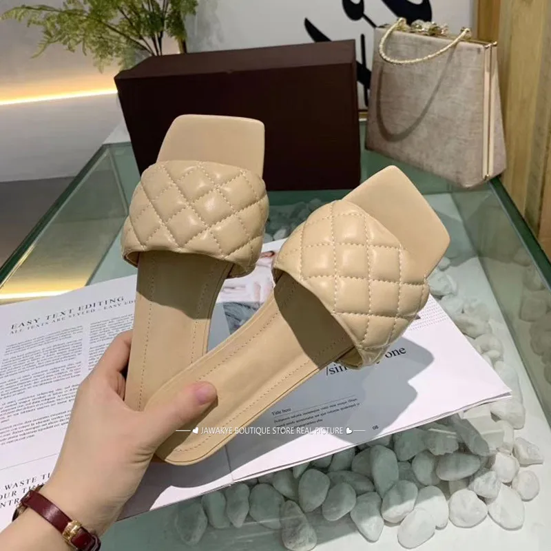 Женские сетчатые Шлепанцы из натуральной кожи на плоской подошве повседневные