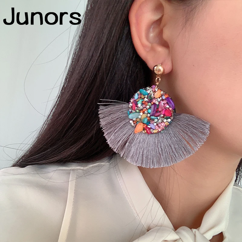 Разноцветная ракушка женские серьги с кисточками Бохо цвета большие длинные