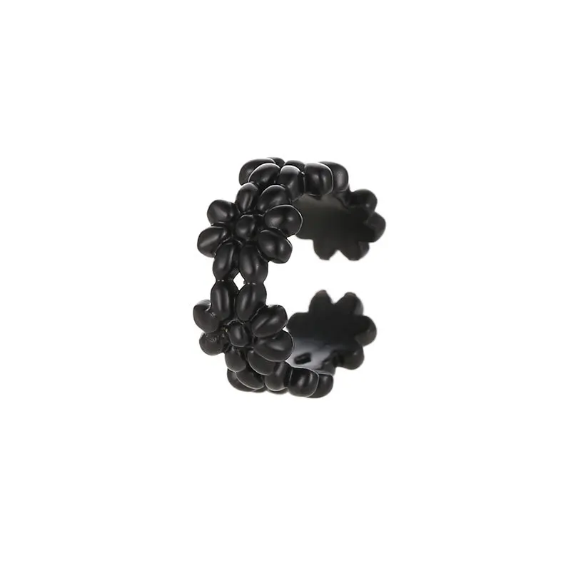 Black Серьги-гвоздики для женщин с серебряной волной и клипсами для ушей в богемном стиле - Окраска металла: Black