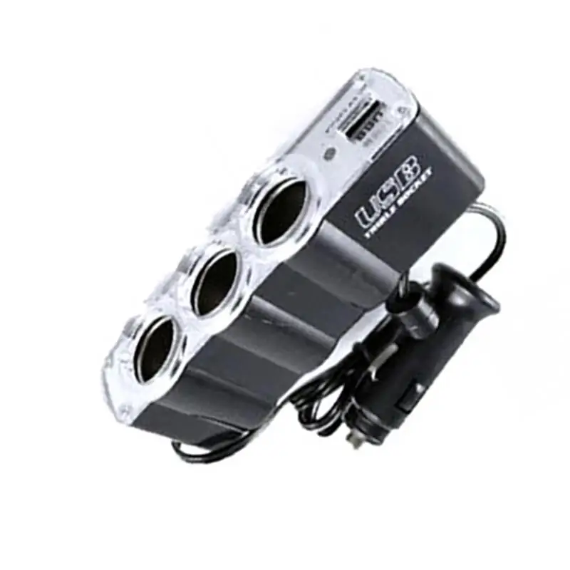4 In 1 3-Socket Car Cigarette Lighter Socket Splitter Power Charger for MP3 Mobile Phone Game Console Adapter Charging |