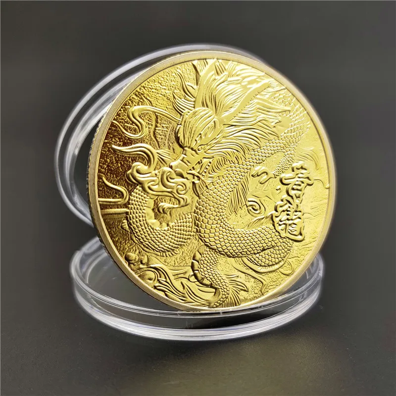 

Auspicious Riches Lucky Implication Challenge Badge Qinglong Chinese Ancient Traditional Dragon Commemorative Coins