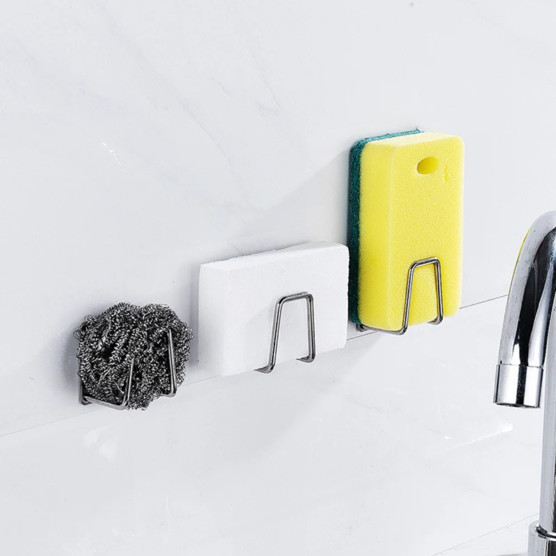 Самоклеящаяся Полка для сушки губок кухонной раковины нержавеющая сталь