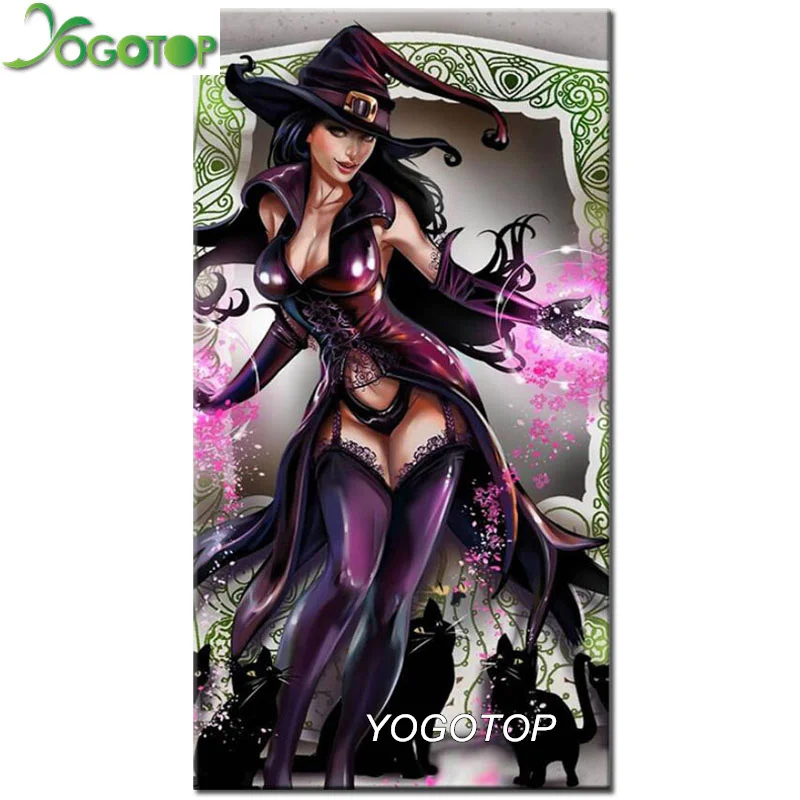 Хэллоуин ведьма Кот алмазная живопись сексуальная женщина Алмазная мозаика