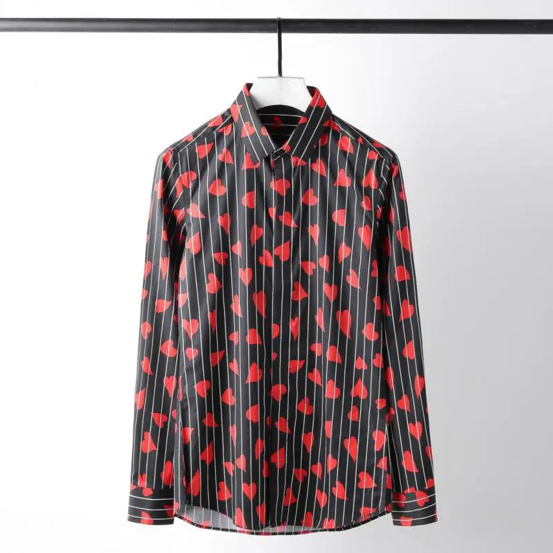 

Minglu протектор класса люкс в виде сердца и с полосками Мужская рубашка в полоску Модные 100% хлопок мужские рубашки с длинным рукавом, тонкая х...