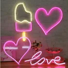 Светодиодный неоновый светильник в форме сердца, настенное украшение для бара, спальни, гостиной, вечеринки, домашнего декора, светильник, Рождественский Декор