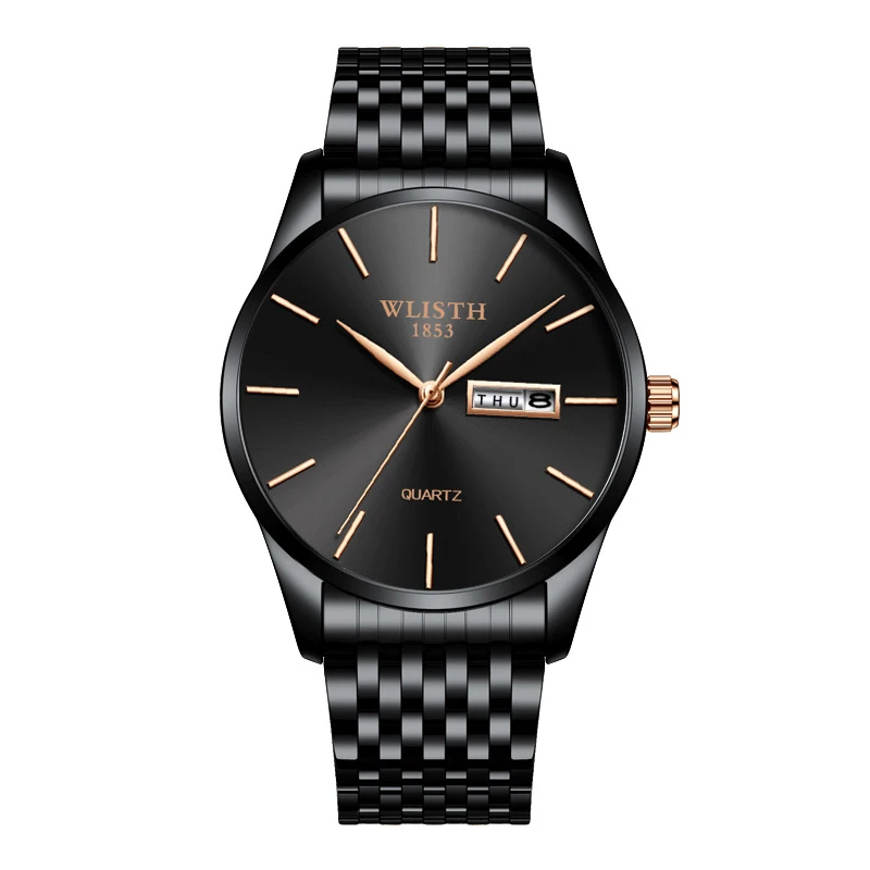 fashion mens watches top brand luxury ultra thin hot male clock steel display week date quartz watch business men wrist watches free global shipping